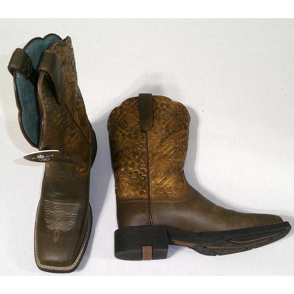 New NWT NIB Boots Womens 5.5 Ariat Round Up Western Metallic Copper Blanket Embo - Picture 2 of 9